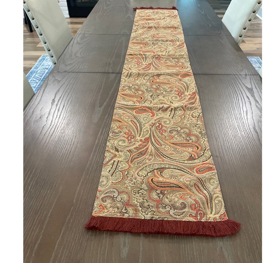 JCPenney Patna Paisley Tapestry Table Runner  73 Inches Burgundy Gold Cream